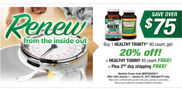 Buy Healthy Trinity 90-ct, get 20% off + get a FREE bottle of Healthy Tummy